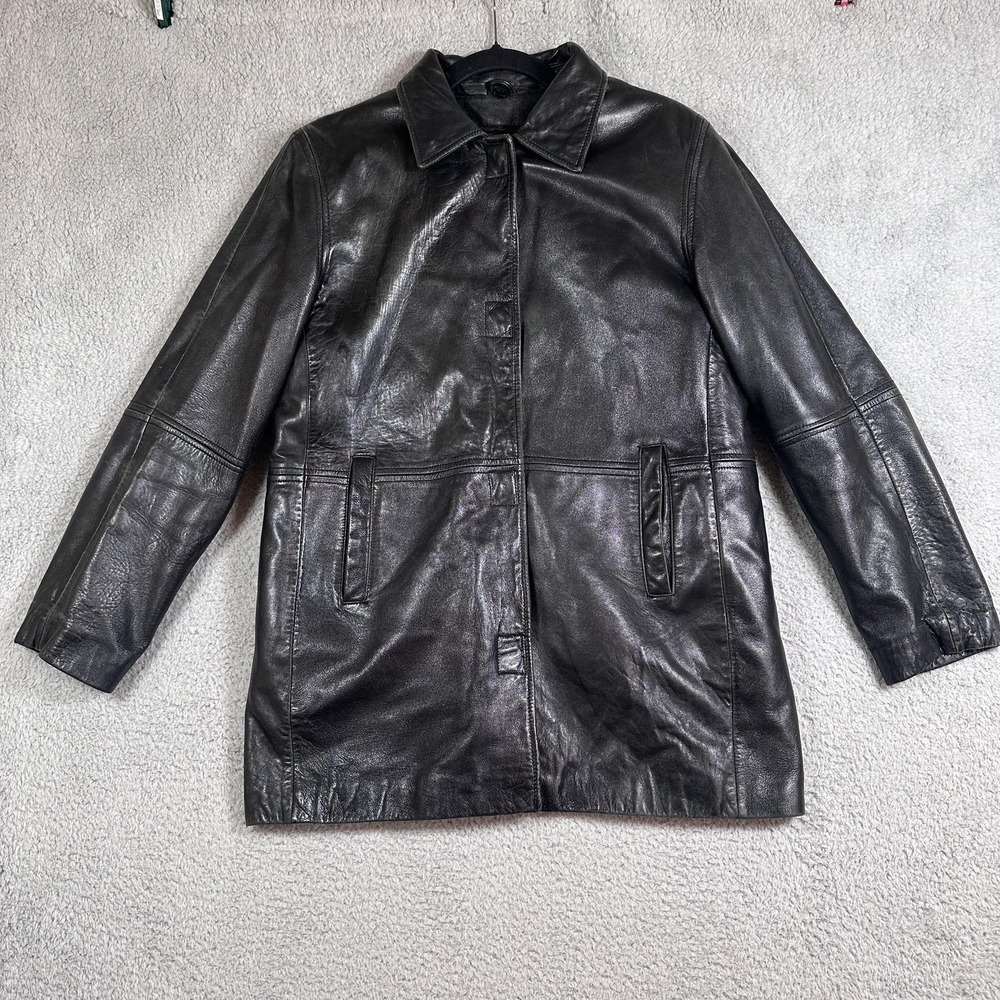 JLC‎ New York Leather Jacket Mens Medium Black Outerwear Classic Coat Lined